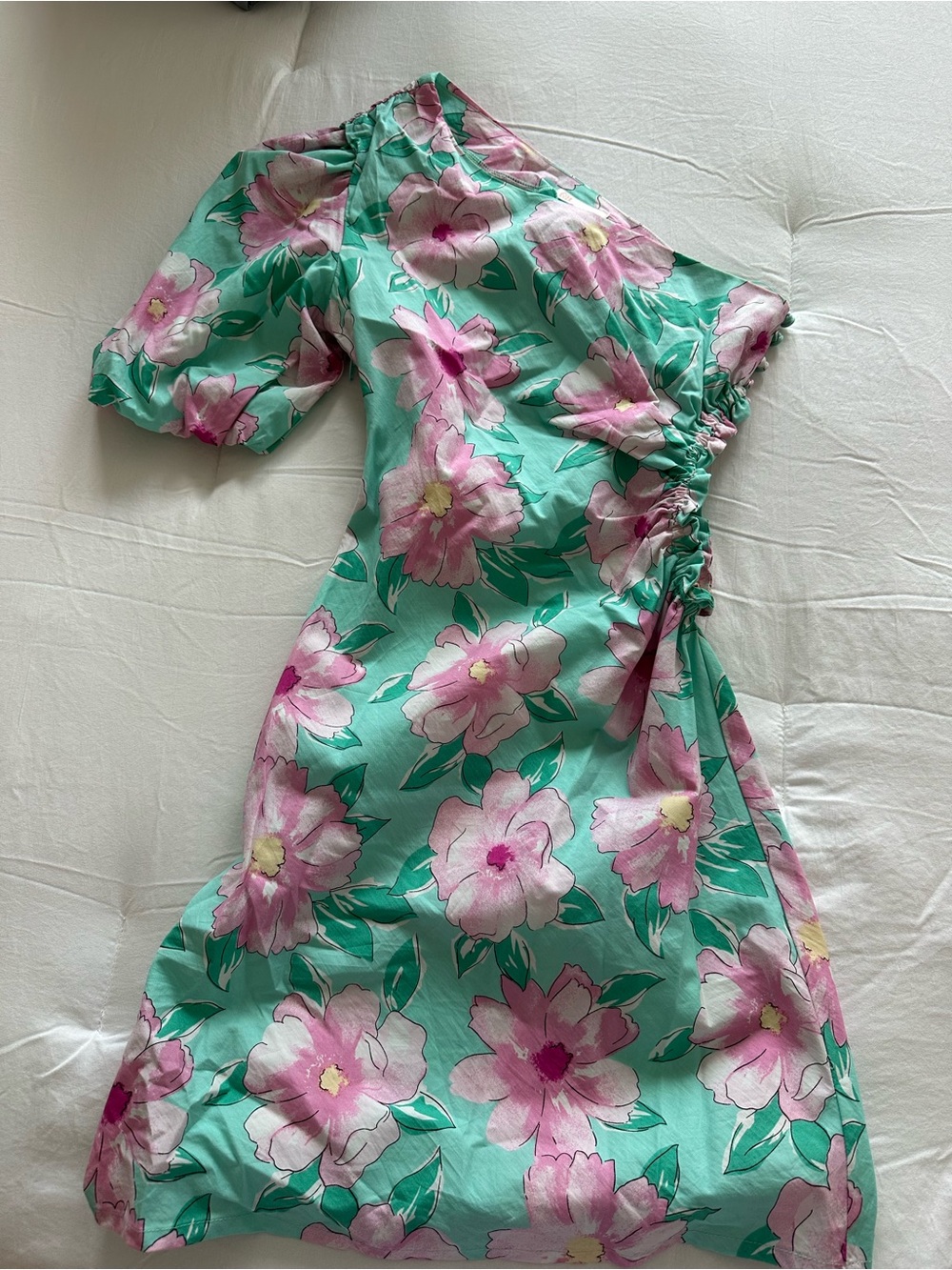 Gianni Bini Mint Green Floral Dress with Pink Blooms